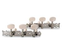 Gewa 545325 Meccanica Chitarra Classica Set, Nichelate, con Lyra, Bottoni Bianchi in Plastica