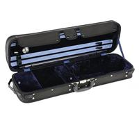 GEWA Violinkoffer Liuteria Atlanta, Thermokern, wasserabweisend, mit Notentasche, schwarz, innern Rautenplüsch blau 4/4