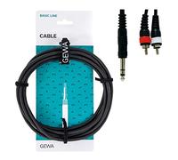 GEWA Cavo a Y Basic Line 1,5 m, nero, 1x jack stereo 6,3 mm - 2x cinch, 190150