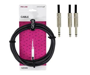 GEWA Cavo d'inserzione Pro Line 3m, nero, spina REAN, 1x jack stereo 6,3 mm - 2x jack mono 6,3 mm, 190725