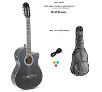 GEWApure Chitarra Classica Basic Electro, Cutaway, con Pickup, con Accordatore, Nero