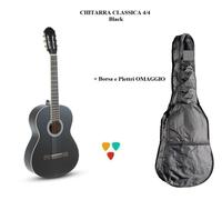 GEWA CHITARRA CLASSICA misura 4/4 BLACK NERA KIT CON BORSA e PLETTRI OMAGGIO