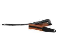 GEWA Cintura per chitarra serie Prestige, vera pelle, larghezza 65 mm, lunghezza 103-139 cm, chiusure di sicurezza - cromo, sabbia asciutta/nero - marrone medio/nero, fatto a mano in Europa