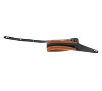 GEWA Cintura per chitarra serie Prestige, vera pelle, larghezza 85 mm, lunghezza 103-139 cm, chiusure di sicurezza - cromo, sabbia asciutta/nero - marrone medio/nero, fatta a mano in Europa