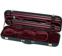 GEWA custodia per violino Jaeger Prestige, custodia per violino in pelle De Luxe, Made in Germany, esterno in pelle bovina nera, interno bordeaux