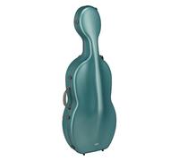 GEWA Custodia per violoncello FUN Series policarbonato 4/4 Verde/Grigio, interno nero, 2 cinghie zaino rimovibili, tasca accessori, sospensione imbottita, maniglia laterale aggiuntiva