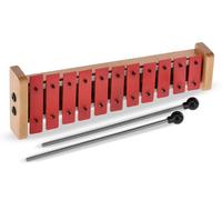 GEWA, Glockenspiel/Carillon G11, G11R Piastre rosse, Estensione C''-F''', Con borsa e porta-battenti, Con due battenti in legno, Lega d'acciaio speciale