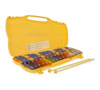 GEWA glockenspiel, chime, xilofono, con 25 piastre sonore colorate in metallo, cromatico (gamma G5-G7), incl. 2 mazzuoli, custodia in plastica con maniglia, giallo