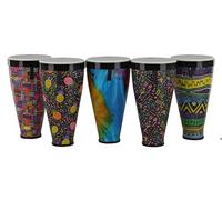 GEWA Liberty Timbau Tamburi impilabili - Dimensioni (diametro): 9" (22,8 cm), Altezza: 18" (45 cm) - Set di 5: Colori - Crazy Neon, Ananas, Astratto, Batik, Sarong