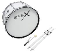 GEWA Marching Bassdrum, Tamburo da marcia 26 x 10", Fusto in legno bianco, incl. Cinghia di trasporto e battente
