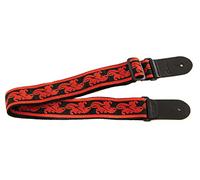 GEWA OVATION tracolla per chitarra in nylon - Signature Leaf - Ruby Red - Tracolla imbottita con estremità in pelle e design foglie ricamato