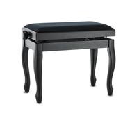 GEWA Pianobank Deluxe Classic (legno massiccio, carico di rottura di 2 tonnellate, seduta di 52x30 cm, meccanismo a forbice preciso, altezza da 45 a 57 cm), nero opaco