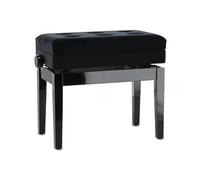 Gewa Pianobank Deluxe Compartment (legno massiccio, carico di rottura di 2 tonnellate, seduta di 52x30 cm, meccanismo a forbice preciso, altezza da 48 a 57 cm), nero lucido