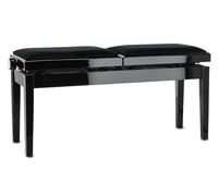 Gewa Pianobank Deluxe Double (panca doppia, regolazione dell'altezza senza problemi tramite un preciso meccanismo a forbice, in legno massiccio di alta qualità, alto carico di rottura), nero lucido