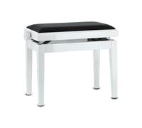 GEWA Piano Bench Deluxe, Solid Wood, Height Adjustable, High Gloss White