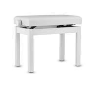 GEWA Pianobank Student - Coprisedile in legno massiccio, in ecopelle, facile regolazione dell'altezza 48-57 cm, struttura stabile, bianco opaco