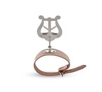 GEWA Porta spartiti da marcia Flauto - Nichelato - Lira di medie dimensioni - 2 Pulsanti - Ampio bracciale in pelle