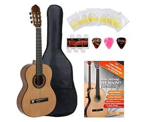GEWA Pro Arte GC-75 A - Set per chitarra da concerto 3/4, con chitarra da concerto 3/4 GEWA e set di accessori da 5 pezzi, ideale per principianti, colore: Marrone
