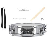 GEWA PS801.113 Rullante in acciaio 14"x3,5" DA BANDA con Tracolla e Bacchette 5A