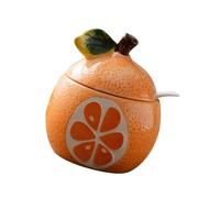 GewÃ¼rzbehÃ¤lter aus Keramik in Fruchtform mit Deckel und LÃ¶ffel, orange