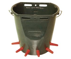 Gewa Secchio poppatoio per agnelli In plastica, completo di rubinetto e valvole