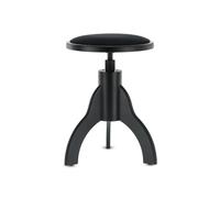 GEWA Pianostuhl Deluxe (struttura in legno massiccio, sedile rotondo, tre gambe sagomate, diametro 35 cm, asta in metallo, altezza da 45 a 60 cm), nero opaco