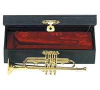 GEWA Strumento in miniatura - Tromba in ottone - Finitura lucidata dorata - Lunghezza ca. 15 cm - Strumento decorativo in astuccio - Idea regalo per amanti della musica