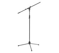 GEWA Supporto per microfono MS-30FB - Nero - Base in ghisa - Smorzamento del rumore da calpestio - Piedi ripiegabili - Altezza 90-160 cm