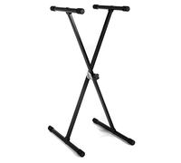 GEWA Supporto per Tastiera KS-20B - Gear System - Singolo - Tubo d'acciaio - Pieghevole - Altezza 70-100 cm - Altezza e larghezza regolabili - Portata fino a 25 kg - Peso 3,2 kg - Nero