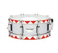 GEWA 890614 Tamburo da Marcia, Rullante da Banda 14 x 5", Fusto in Acciaio Nickel con Cerchi Storici, Rosso Zigzag