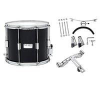 GEWA 891112 Tamburo da Marcia, Tamburo da Banda 14 x 12", Fusto in Betulla, Nero