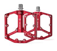 GEWAGE Pedali bici da strada/mountain bike - Pedali bici a 3 cuscinetti - Pedali piatti 9/16" lavorati a CNC con chiodi antiscivolo rimovibili (Rosso)
