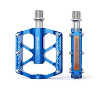 GEWAGE Pedali per bicicletta pieghevoli, riflettori, con pedali per bicicletta, pedali per piattaforma antiscivolo in alluminio CNC, 9/16", per biciclette pieghevoli, Mini biciclette per bambini (blu)