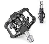 GEWAGE Pedali per bicicletta SPD, pedali per mountain bike, doppio lato SPD, piattaforma antiscivolo, con 3 cuscinetti, pedali in alluminio leggero, 9/16", con inserti per MTB, bici da strada (Nero+)