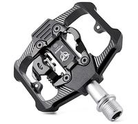 GEWAGE Pedali per bicicletta SPD, pedali per mountain bike, doppio lato SPD, piattaforma antiscivolo, con 3 cuscinetti, pedali in alluminio leggero, 9/16", con inserti per MTB, bici da strada (Nero)
