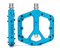 GEWAGE Pedali per mountain bike, pedali in fibra di nylon antiscivolo MTB, pedali per bicicletta da 9/16", pedali a piattaforma piatta leggeri e larghi (Blu)