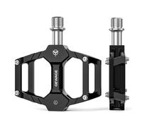 GEWAGE set di pedali per bicicletta - Pedali in alluminio CNC con asse in CR-MO, solo 283 g, perni antiscivolo, pedali versatili per MTB, gravel, trekking, bici da corsa e bici per bambini (Nero)