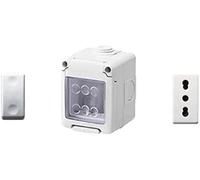 GEWISS - DY01002 Contenitore per apparecchi 27 Combi protetto 2 Posti grigio RAL 7035 IP55 con Nr. 1 Presa Bivalente bianca, Nr. 1 Interruttore bianco