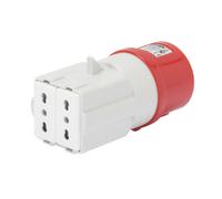 Adattatore da industriale a civile ip44 - spina 3p+n+t 16a 400v ac 50/60hz - 2 prese 2p+t 16a bivalenti (p17/11) - GEW GW64216