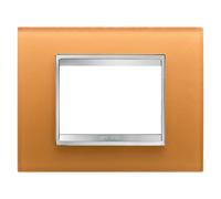 GEWISS GW 16203CO PLACCA LUX IN VETRO 3 POSTI OCRA CHORUS