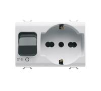 GEWISS GW10312 PRESA CON INTERRUTTORE MAGNETOTERMICO 16A 3 MODULI CHORUS BIANCA