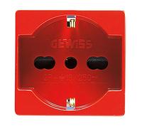 GEWISS - GW20296DY Presa Standard Italiano/Tedesco 250V AC, per Linee Dedicate, 2P+T 16A Bivalente, P40, 2 Moduli, Rosso, System