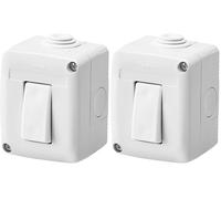 GEWISS - GW27803DY Contenitore Completo Apparecchi System Protetto, con Deviatore Unipolare 16 Ax, IP40, Grigio Ral 7035 (Confezione da 2)