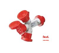 Moltiplicatore mobile 3 uscite ip67-spina 16a-3 prese 3p+n+t 400v 50/60hz-rosso-6h - GEW GW64028