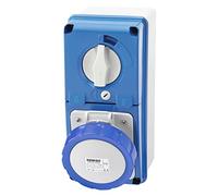 GEWISS - GW66226N Presa Fissa Interbloccata Verticale, con Fondo, con Base Portafusibili, 2P+T 16A 200-250V, 50/60Hz 6H, IP67