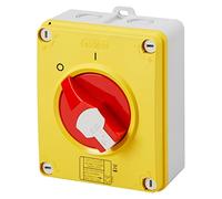 GEWISS - GW70432P Sezionatore Rotativo, Hp, Emergenza, Cassetta in Materiale Isolante, 16A 3P, Manopola Rossa Lucchettabile, IP66/67/69