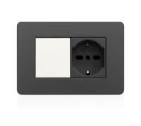 GEWISS Presa Bivalente P40 16A 250V~ 2P+T - Standard Italiano/Tedesco Schuko - Colore Nero - Presa Bipasso per Impianti Civili - 1 Modulo - LEMAG SRL