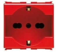 GEWISS SYSTEM PRESA SCHUKO 2P+T 16A COLORE ROSSA GW20296