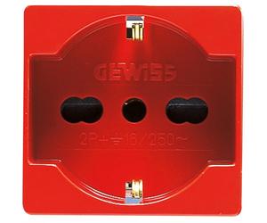 Gewiss System presa Unel bipasso rossa GW20296