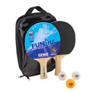 GEWO Fun Table Tennis Bats & Sets - Single or Complete Sets with 1-4 Table Tennis Bats, Balls, Bag & Net - for Beginners, Hobby & Leisure - Nub Inner Covering, Concave Handle